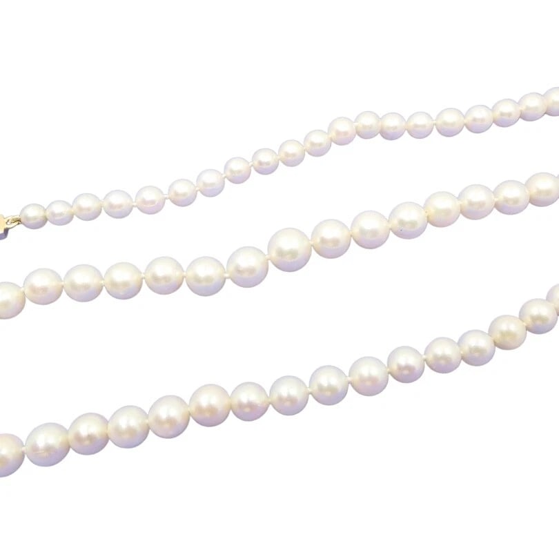 Vintage Graduated Pearl Necklace 18k Gold Clasp - 5