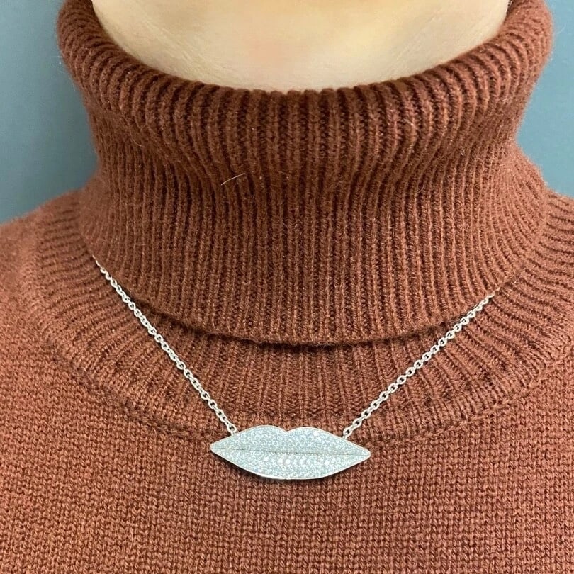 Enigma by Gianni Bulgari Lips Necklace 18k White Gold Diamond - 3