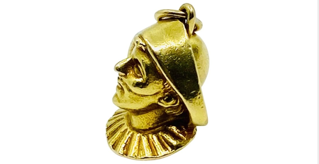 Arlecchino Commedia dell'Arte 18k Gold Charm Pendant - 4