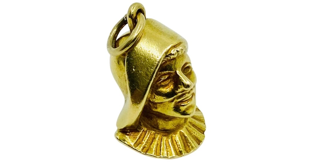 Arlecchino Commedia dell'Arte 18k Gold Charm Pendant - 5