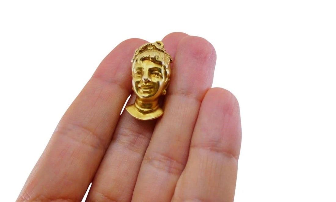 Colombina Commedia dell'Arte 18k Gold Charm Pendant - 3