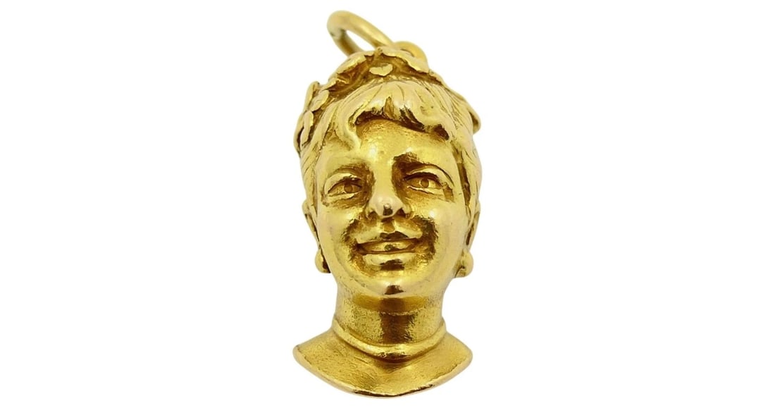 Colombina Commedia dell'Arte 18k Gold Charm Pendant - 4
