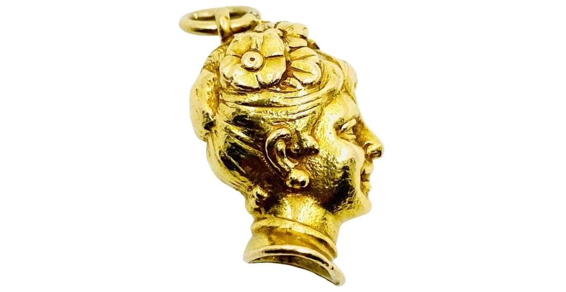 Colombina Commedia dell'Arte 18k Gold Charm Pendant - 5