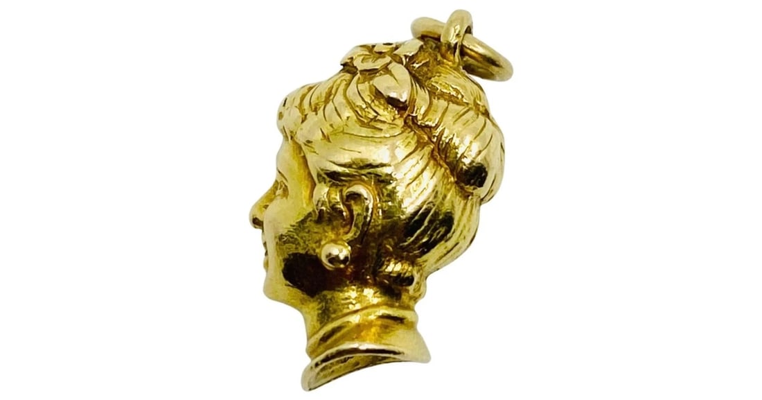 Colombina Commedia dell'Arte 18k Gold Charm Pendant - 6