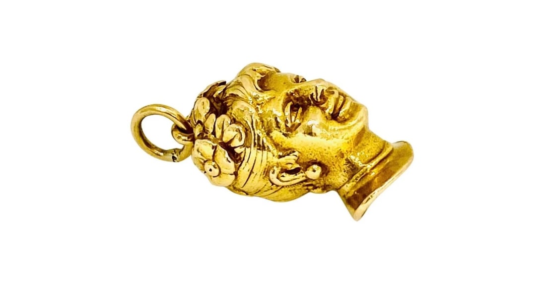 Colombina Commedia dell'Arte 18k Gold Charm Pendant - 8