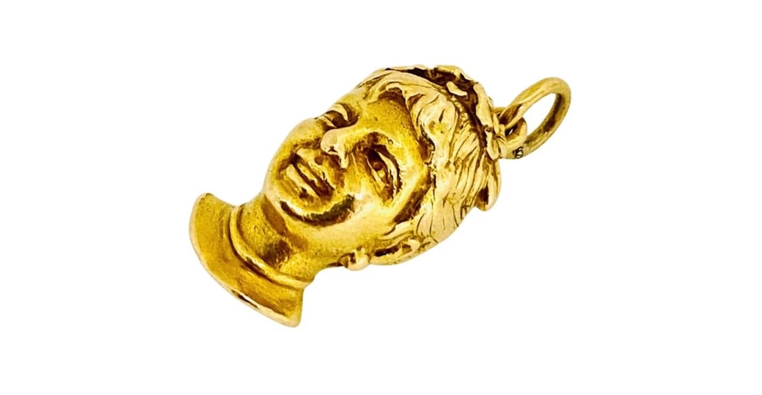 Colombina Commedia dell'Arte 18k Gold Charm Pendant - 9