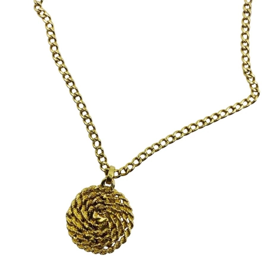 14k Gold Anchor Pendant Rope Design Chain Necklace - 5
