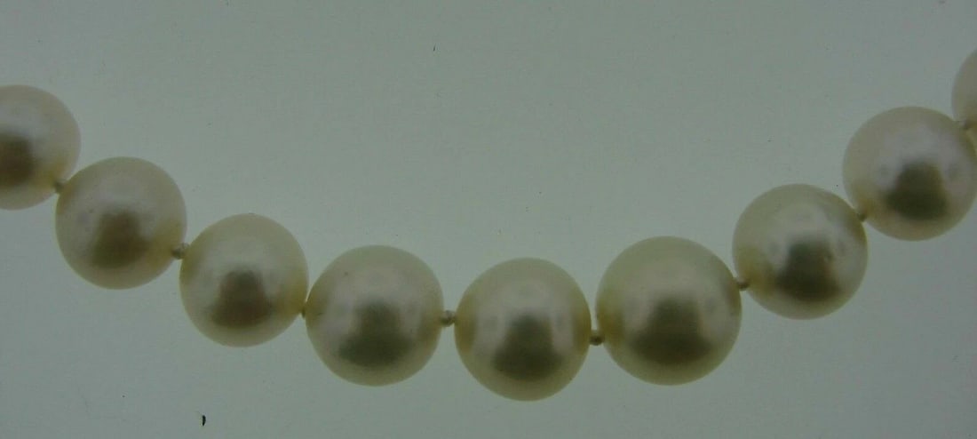 14k White Gold, Diamond & South Sea Pearl Necklace Strand - 3