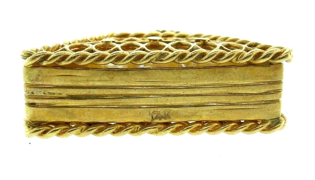 RETRO 14k Yellow Gold & Pearl Mechanical Purse Pendant Circa 1950s - 4