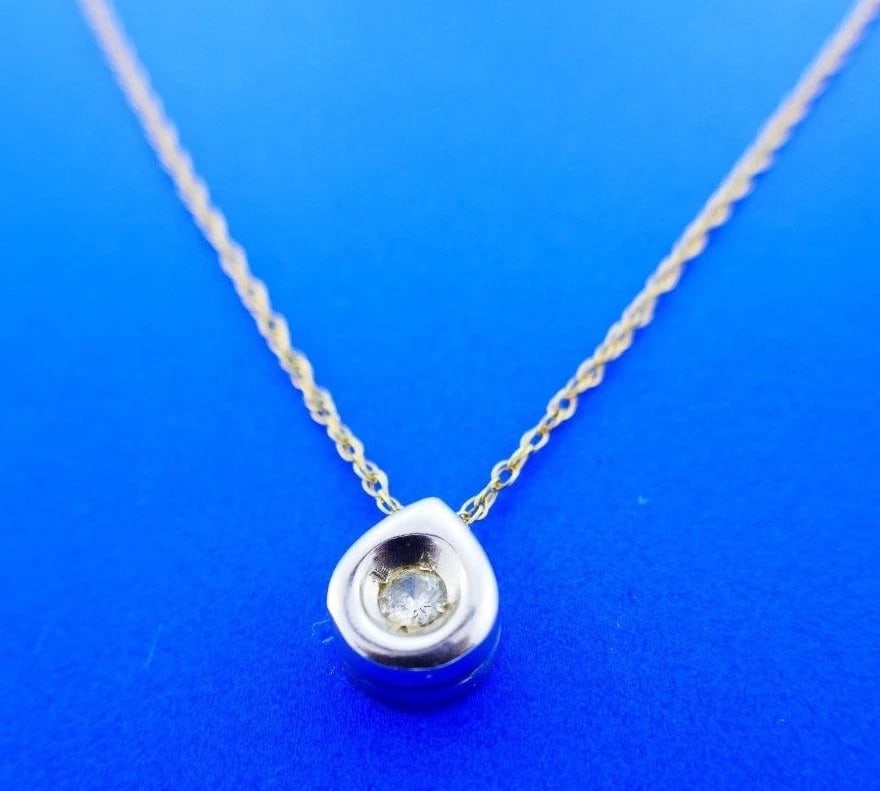 VINTAGE 14k Yellow & White Gold & Diamond Necklace - 3