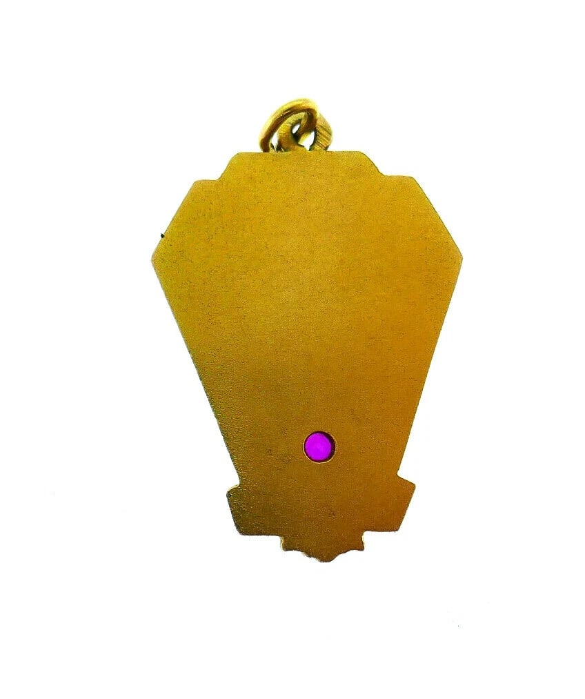 Antique Russian 14k Yellow Gold Ruby Octagon Shape Charm Pendant - 2