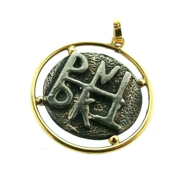VINTAGE 14k Yellow Gold & Ancient Coin Charm Pendant - 3