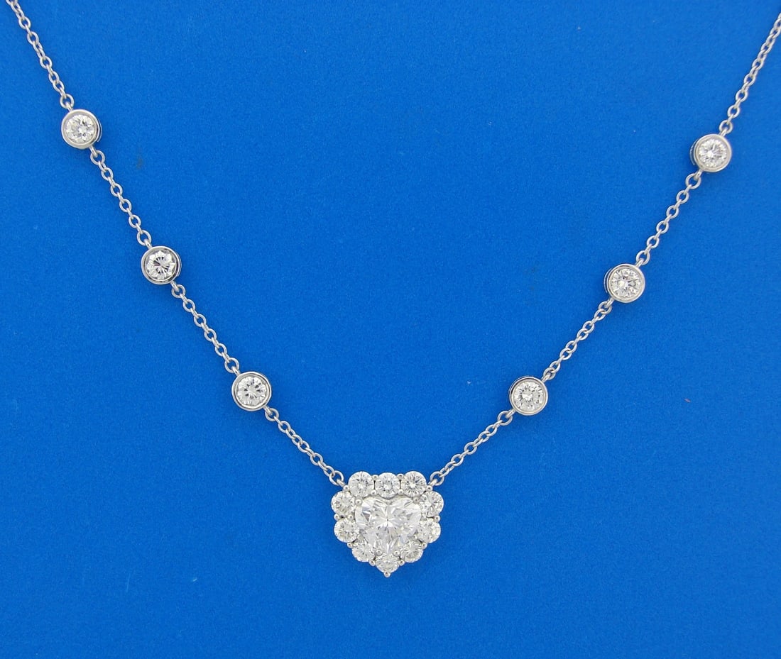2.14-ct HEART CUT DIAMOND D VS2 GIA WHITE GOLD PENDANT NECKLACE Dazzling 5.64cts - 3