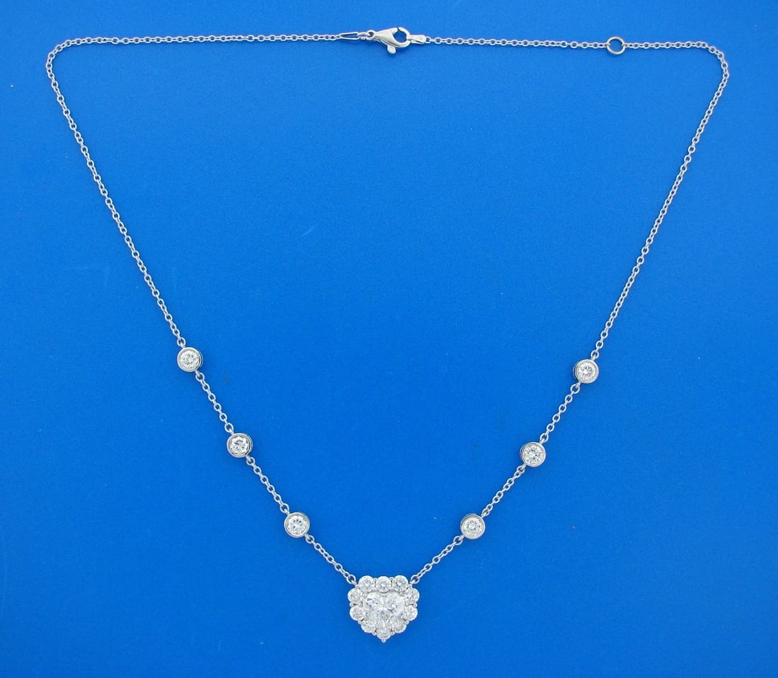 2.14-ct HEART CUT DIAMOND D VS2 GIA WHITE GOLD PENDANT NECKLACE Dazzling 5.64cts - 5
