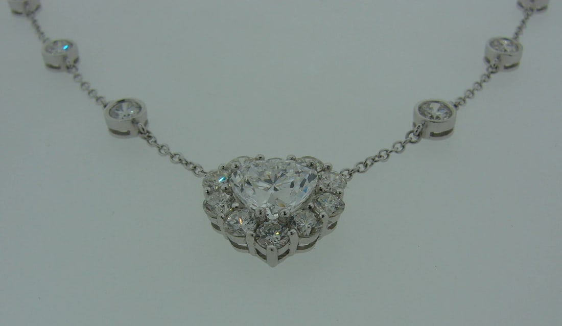 2.14-ct HEART CUT DIAMOND D VS2 GIA WHITE GOLD PENDANT NECKLACE Dazzling 5.64cts - 6