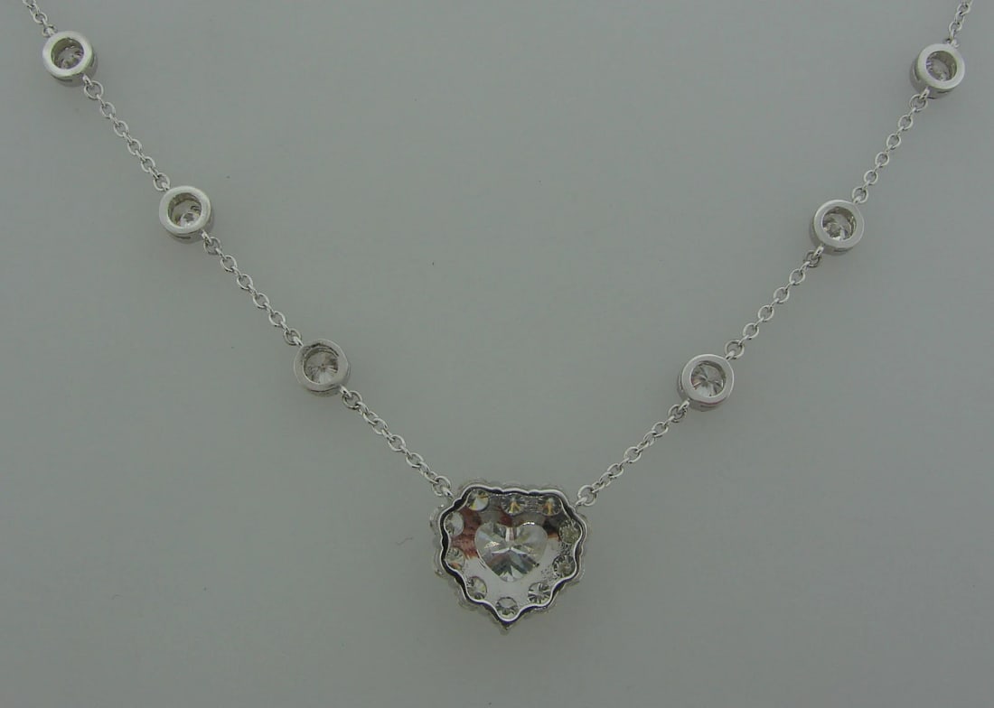 2.14-ct HEART CUT DIAMOND D VS2 GIA WHITE GOLD PENDANT NECKLACE Dazzling 5.64cts - 9