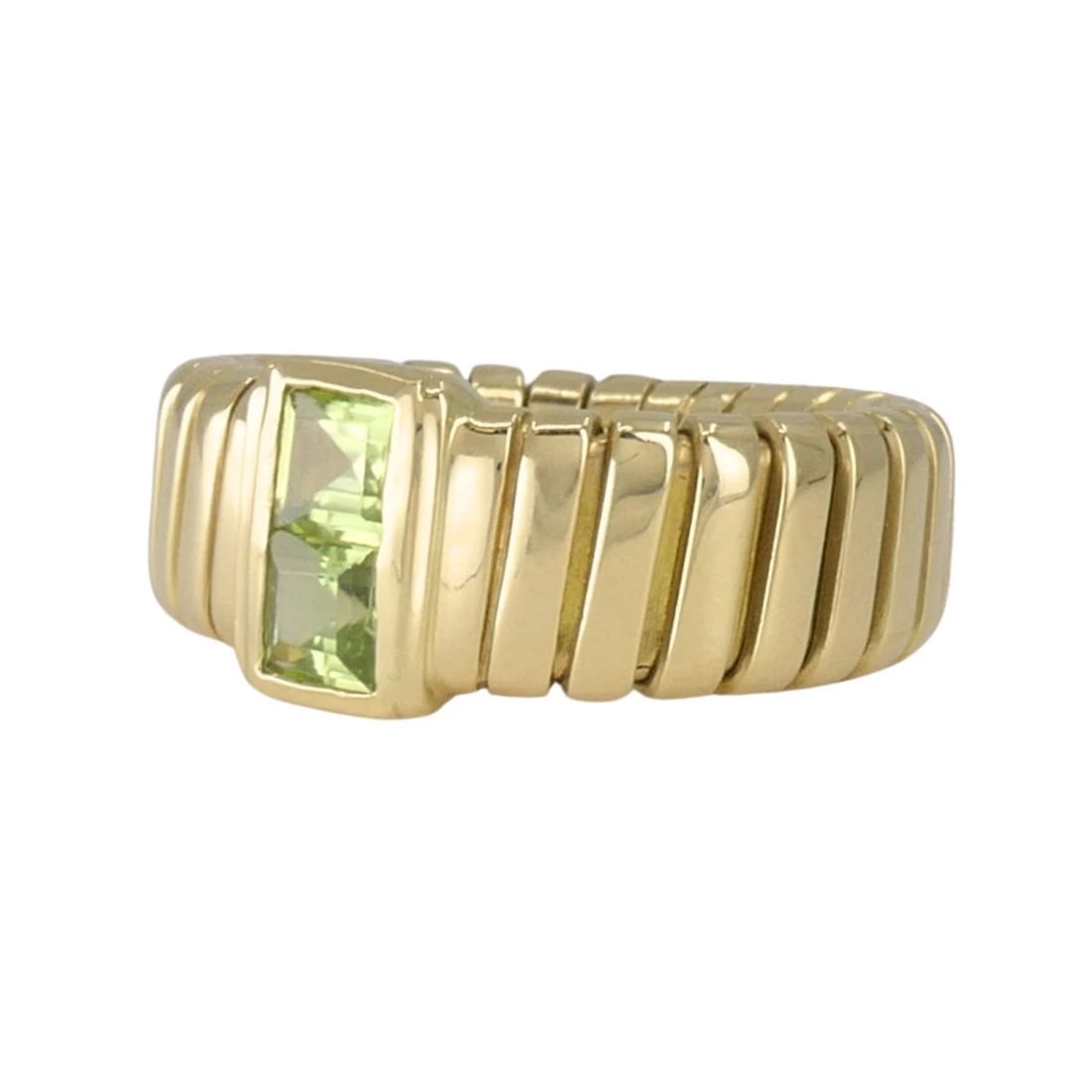 Vintage Bvlgari Bulgari 18k Gold Tubogas Peridot Ring, circa 1990s - 4