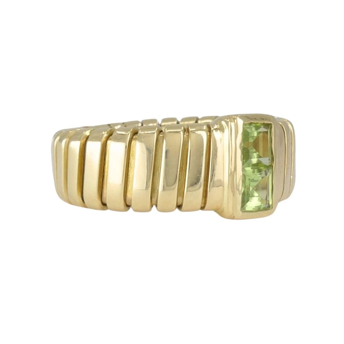 Vintage Bvlgari Bulgari 18k Gold Tubogas Peridot Ring, circa 1990s - 5