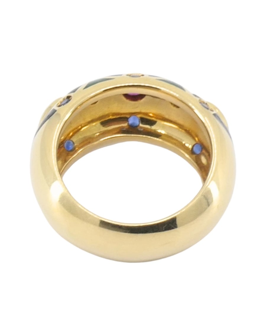 Cartier Vintage Dome Ring Gold Gemstones Size 5.75 - 6