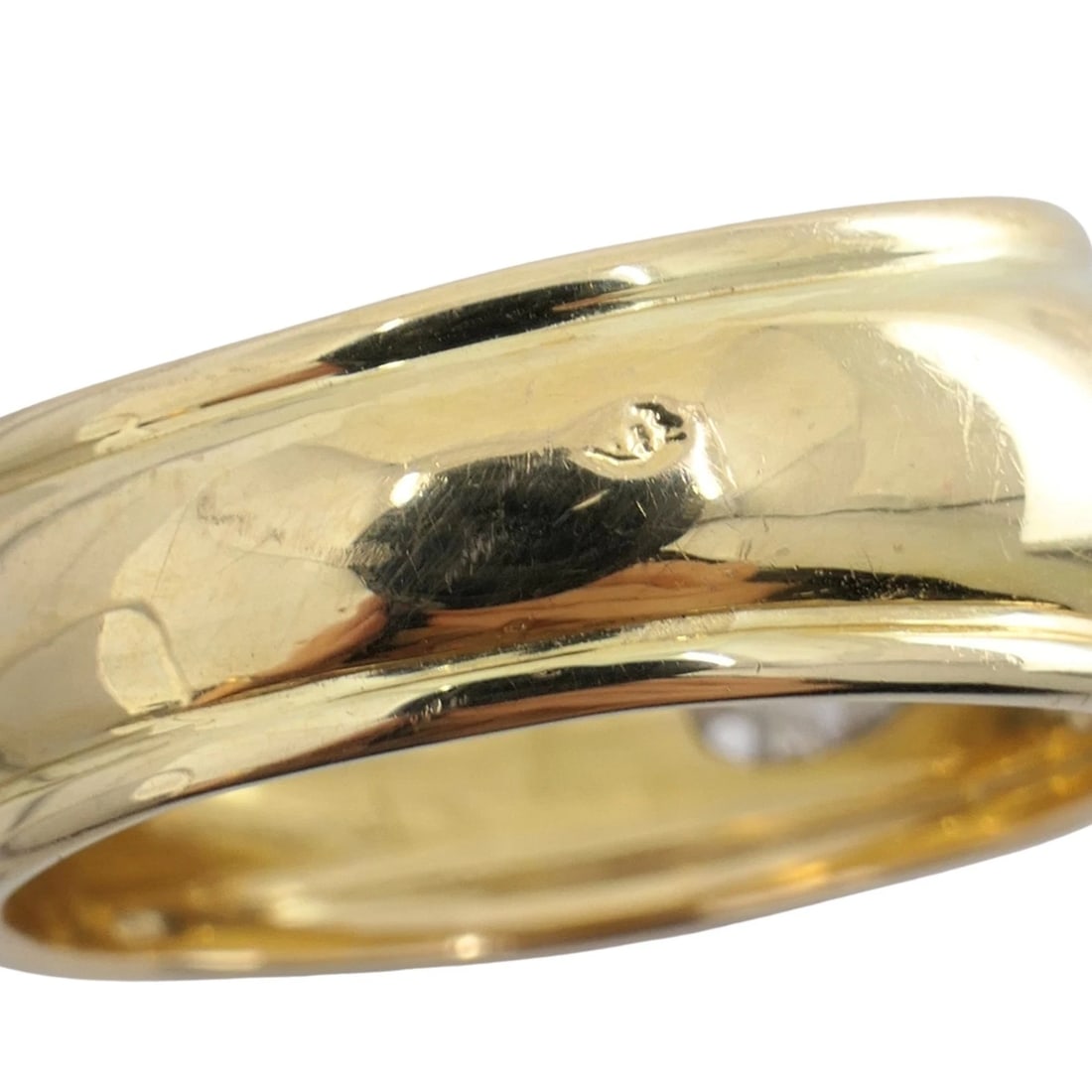 Vintage French 18k Yellow Gold Rose Cut Diamond Domed Band Ring Size 9 - 11