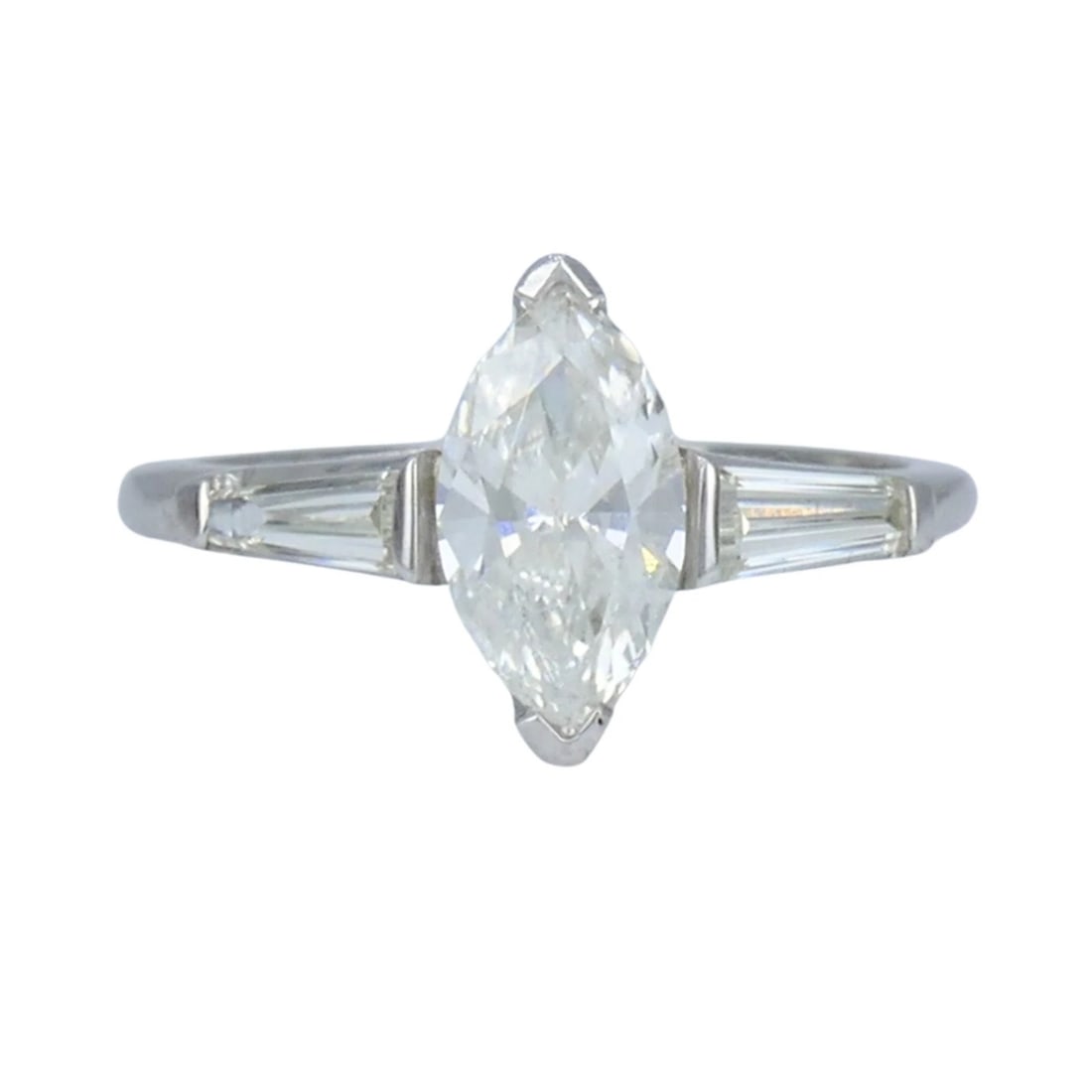 Vintage Platinum 1.07 Carat Marquise Diamond Three Stone Ring (1 of 10)