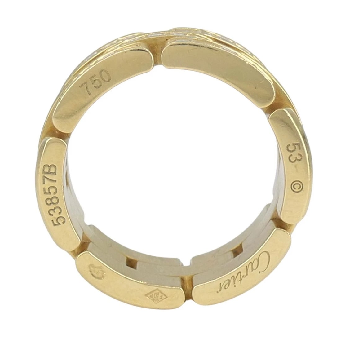 Cartier 18k Gold Diamond Triple Row Maillon Panthere Ring - 10