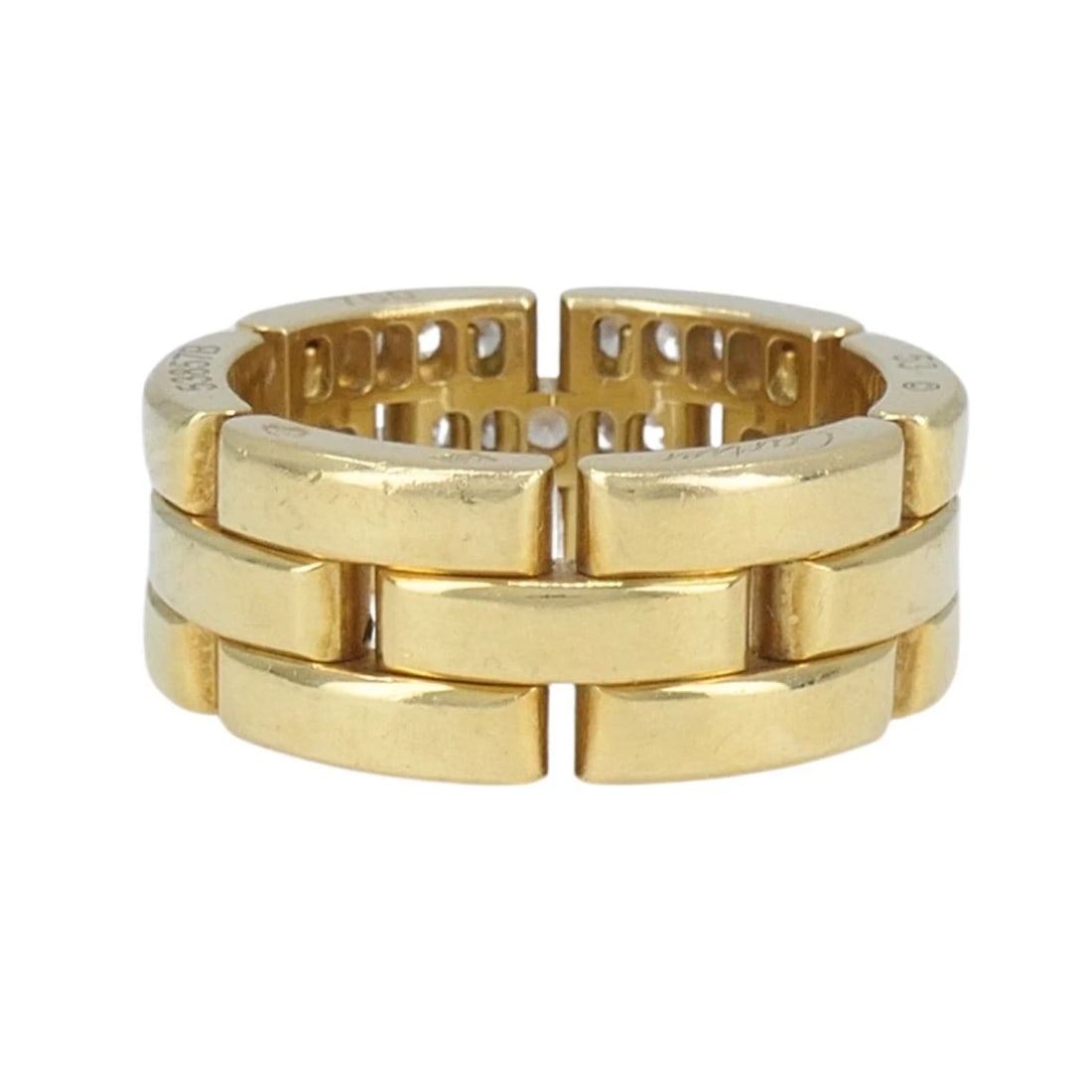 Cartier 18k Gold Diamond Triple Row Maillon Panthere Ring - 7