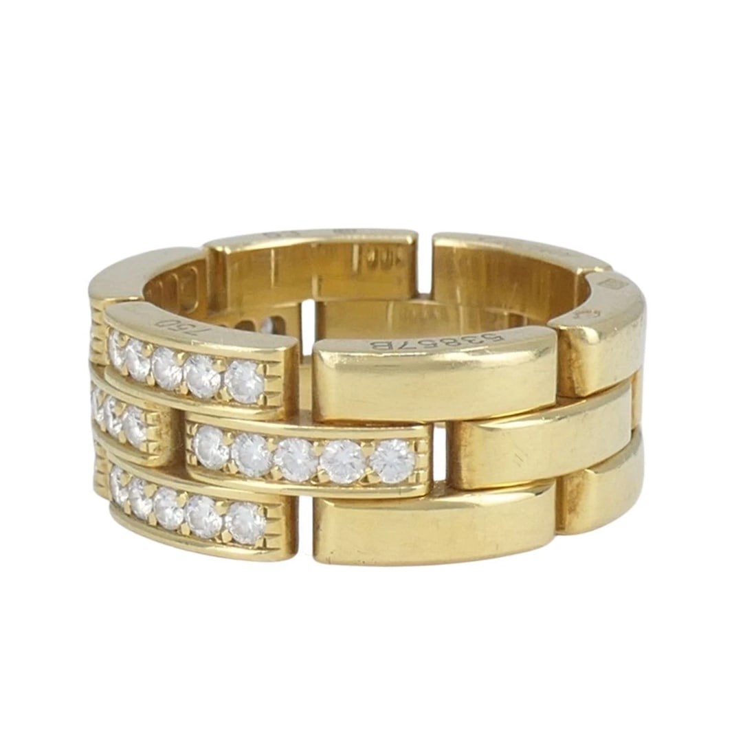 Cartier 18k Gold Diamond Triple Row Maillon Panthere Ring - 9