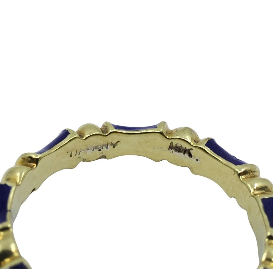 Tiffany & Co. Enamel Bamboo Stacking Rings 18k Yellow Gold Blue Green & Red - 12