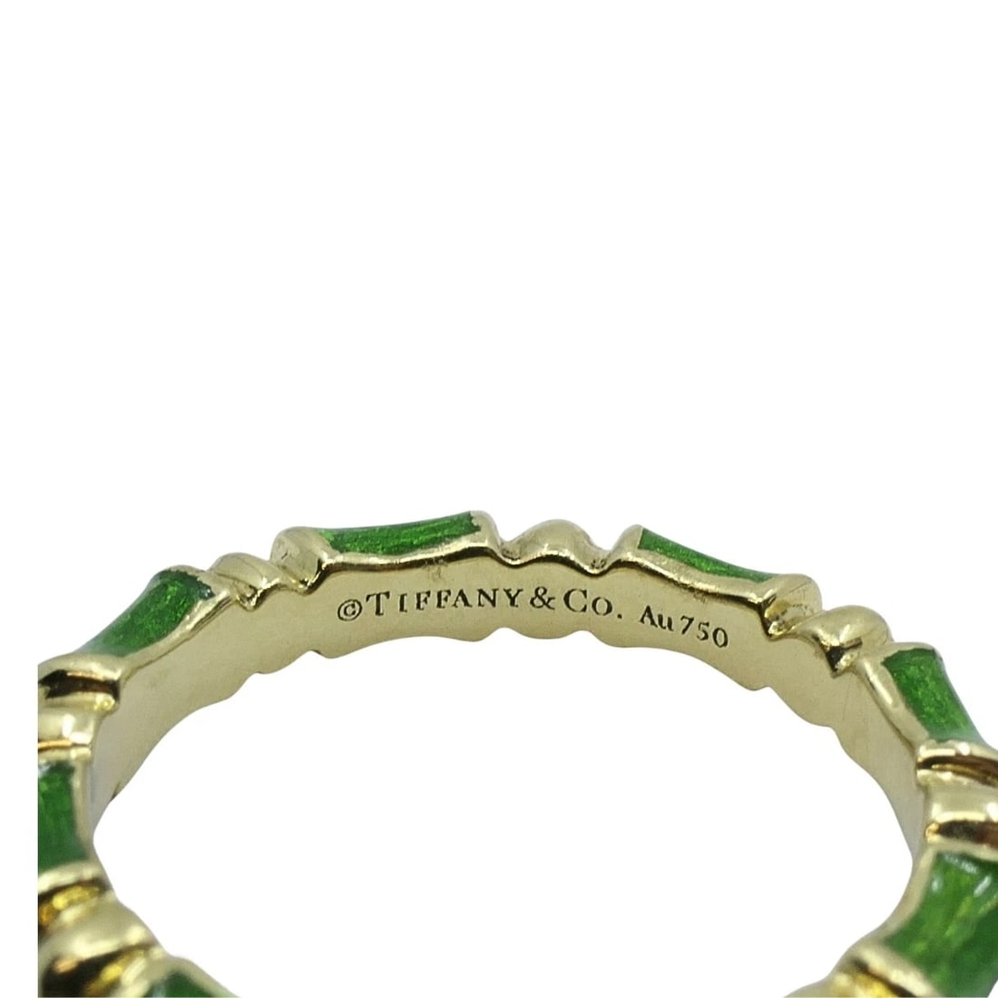 Tiffany & Co. Enamel Bamboo Stacking Rings 18k Yellow Gold Blue Green & Red - 13