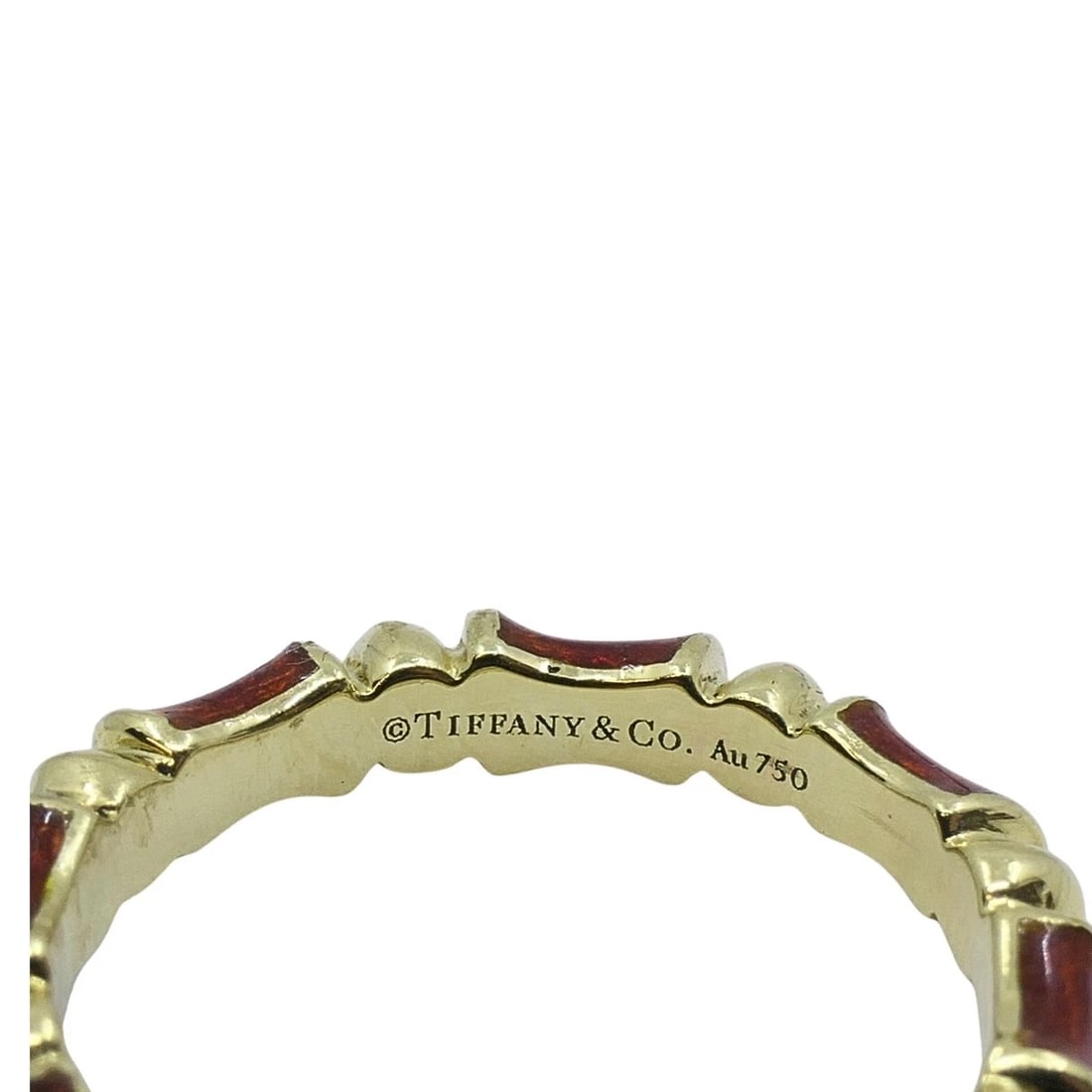 Tiffany & Co. Enamel Bamboo Stacking Rings 18k Yellow Gold Blue Green & Red - 14