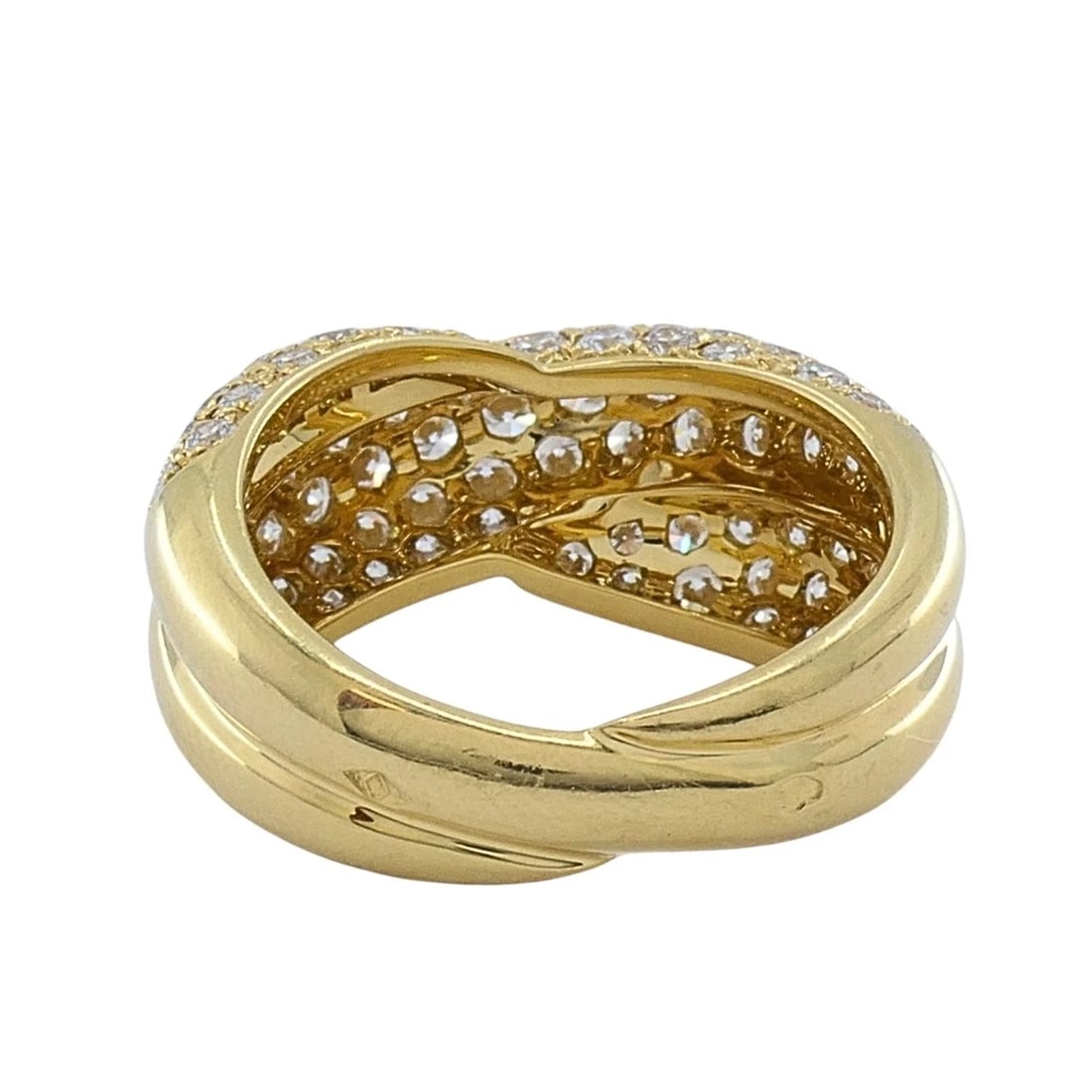 Van Cleef & Arpels 18k Gold Pave Diamond Bombe Crossover Ring - 10