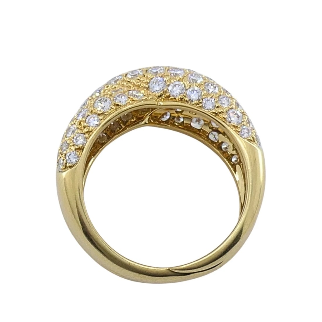 Van Cleef & Arpels 18k Gold Pave Diamond Bombe Crossover Ring - 11