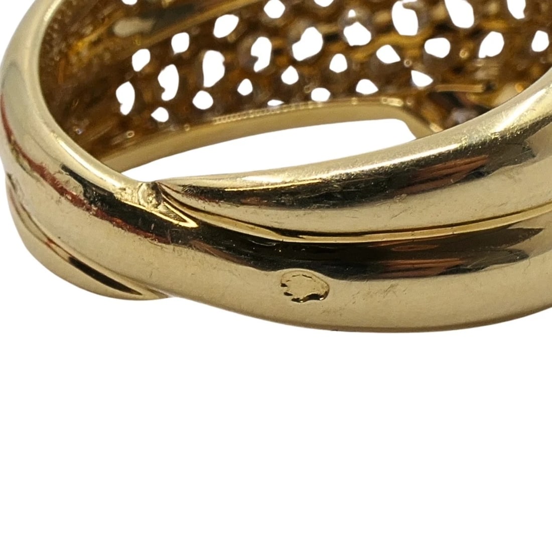 Van Cleef & Arpels 18k Gold Pave Diamond Bombe Crossover Ring - 12