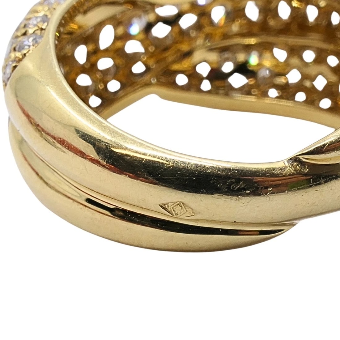 Van Cleef & Arpels 18k Gold Pave Diamond Bombe Crossover Ring - 14