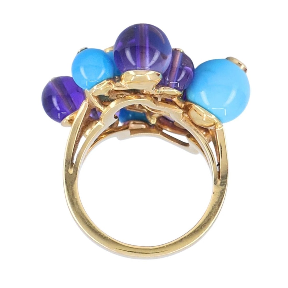 Cartier Delices de Goa 18k Rose Gold Diamond Turquoise Amethyst Ring - 11