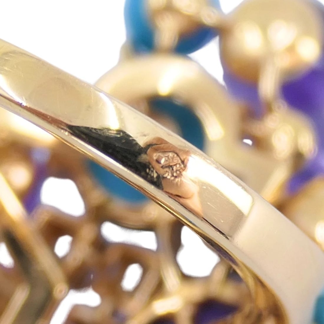 Cartier Delices de Goa 18k Rose Gold Diamond Turquoise Amethyst Ring - 14