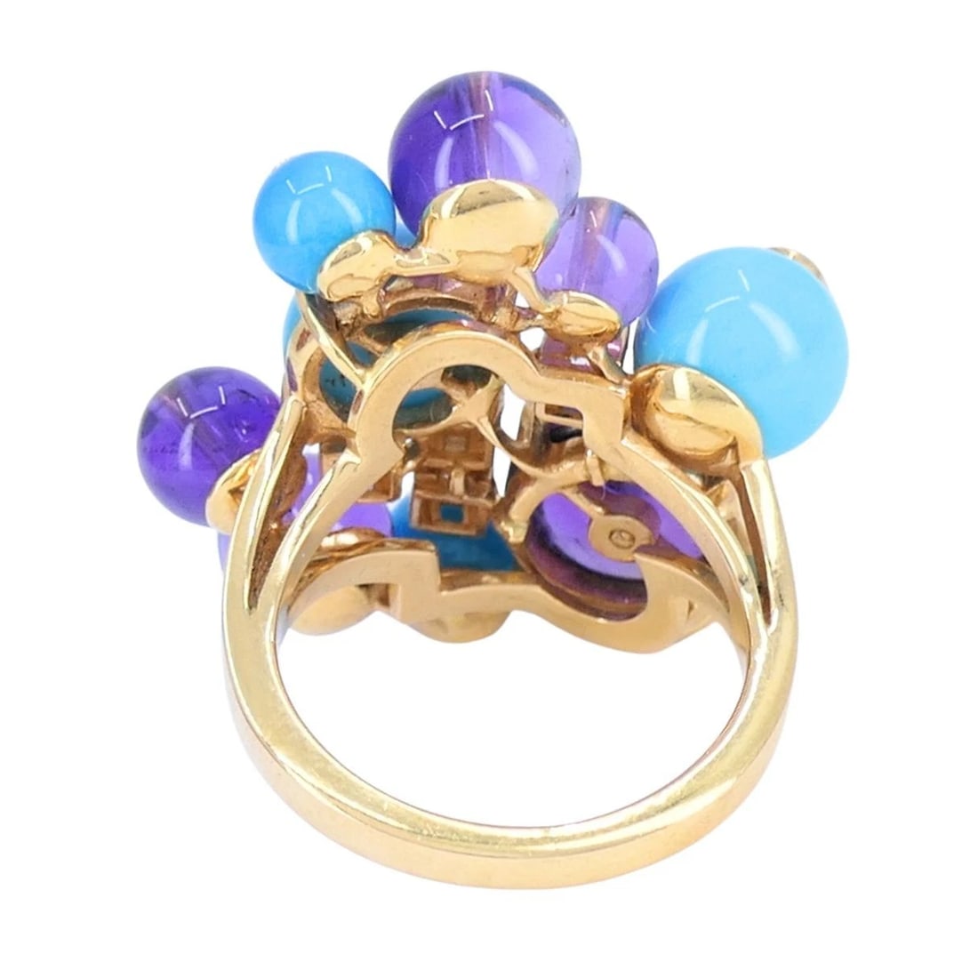 Cartier Delices de Goa 18k Rose Gold Diamond Turquoise Amethyst Ring - 9