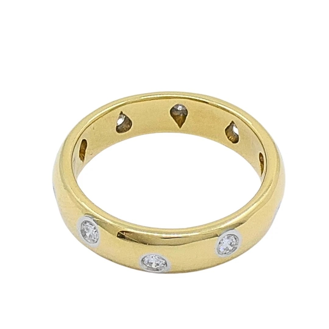 Tiffany & Co. 18k Gold & Platinum Accent Diamond Band Ring - 6