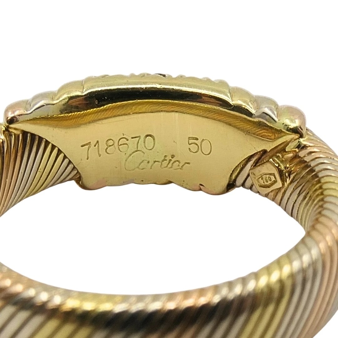 Cartier 18k Tri-Color Gold Diamond Band Ring - 11