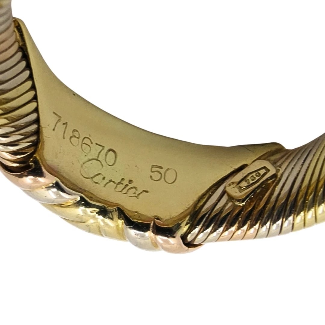 Cartier 18k Tri-Color Gold Diamond Band Ring - 12