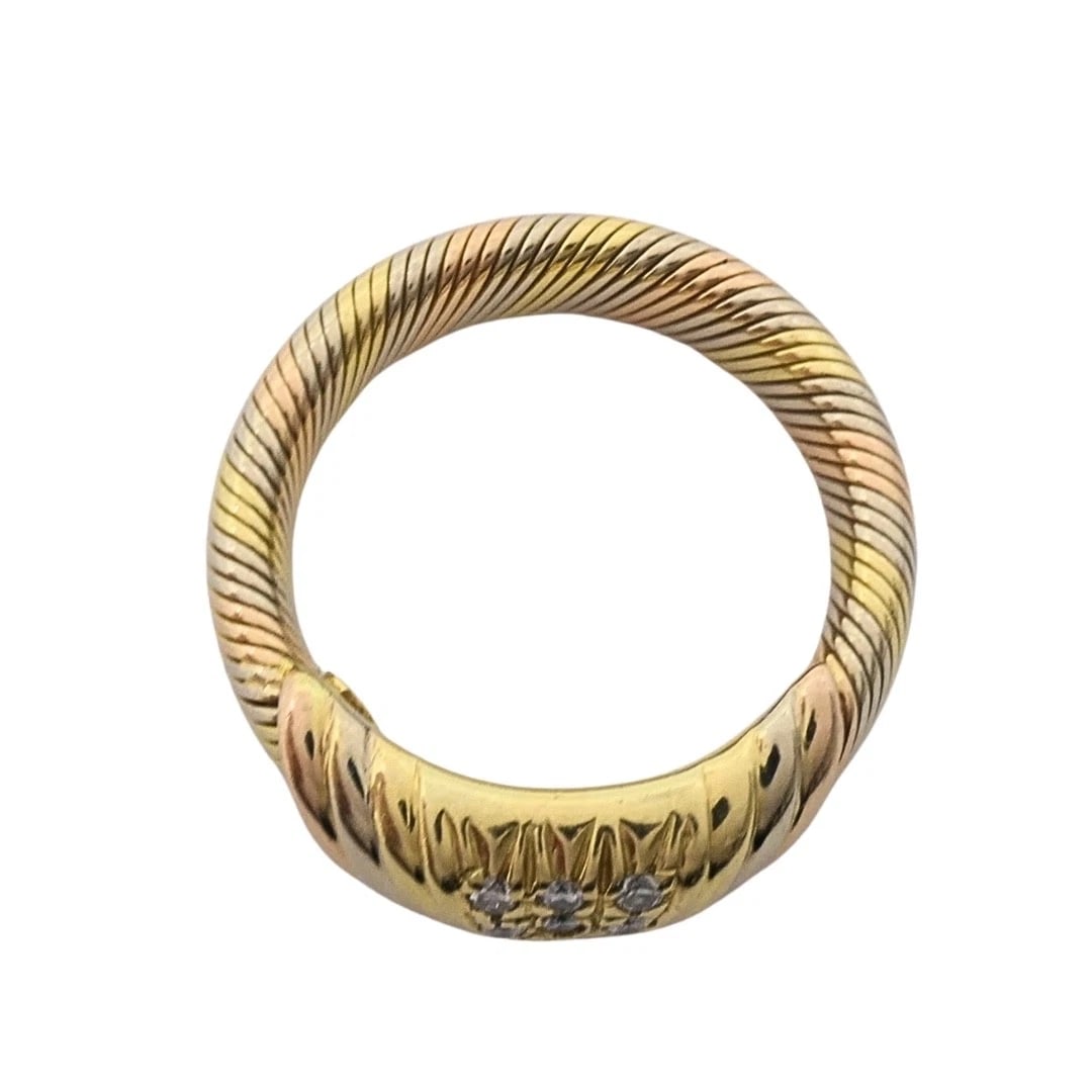Cartier 18k Tri-Color Gold Diamond Band Ring - 9