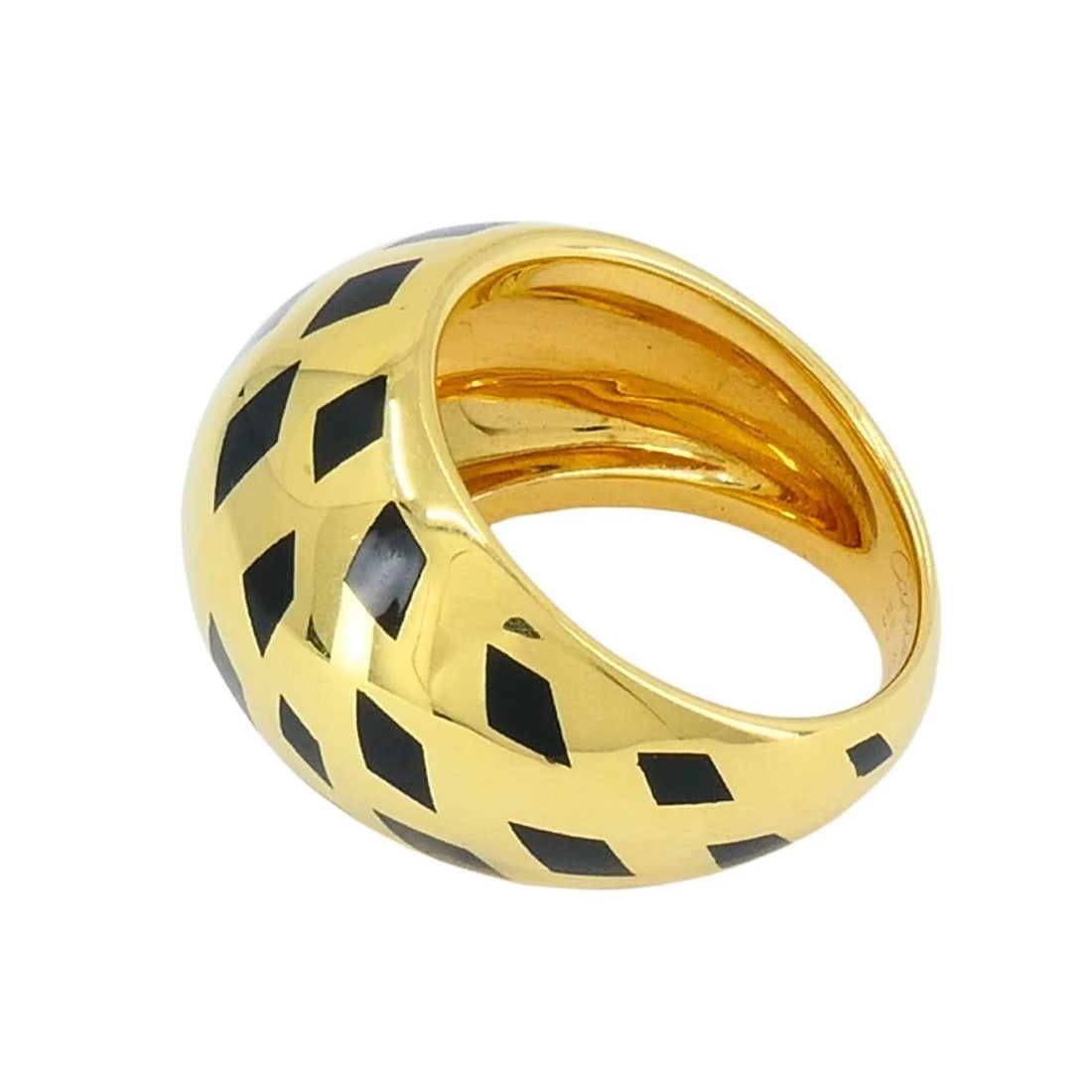 Vintage Cartier Panthere 18k Gold Enamel Bombe Dome Ring - 4