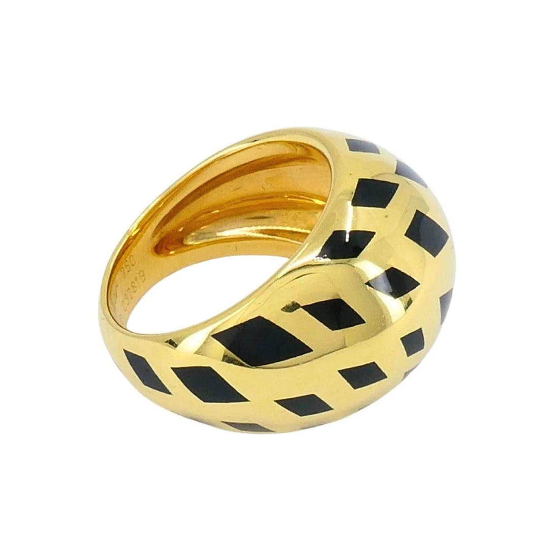 Vintage Cartier Panthere 18k Gold Enamel Bombe Dome Ring - 5