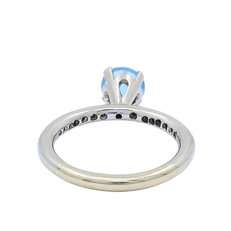 14k Gold Blue Topaz Diamond Accent Ring - 10