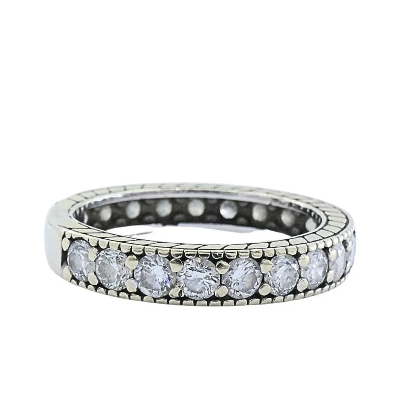 18k White Gold Diamond Eternity Band Ring - 4