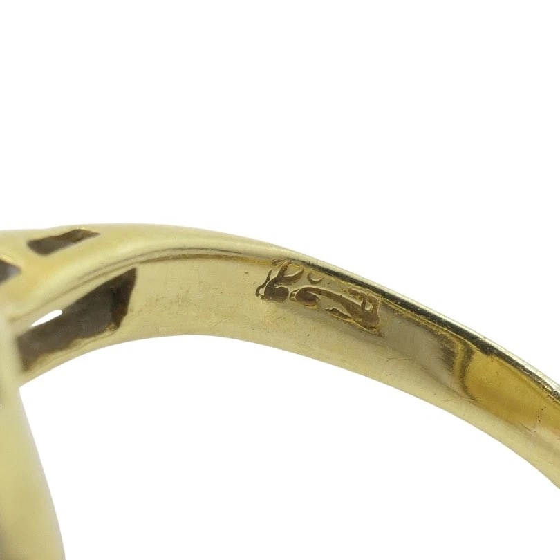 Vintage 18k Yellow Gold Baroque Pearl Diamond Ring - 11