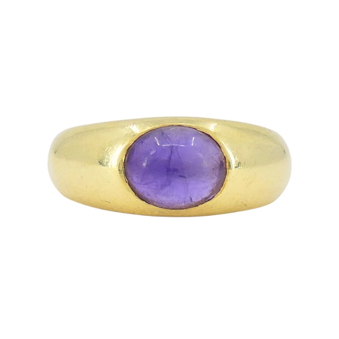Vintage Tiffany & Co. 18k Gold Cabochon Amethyst Ring: Title: Vintage Tiffany & Co. 18k Gold Cabochon Amethyst Ring Description: KL JATO This vintage Tiffany & Co. cabochon amethyst ring is crafted in 18k yellow gold and stamped Tiffany & Co., 750, Italy.