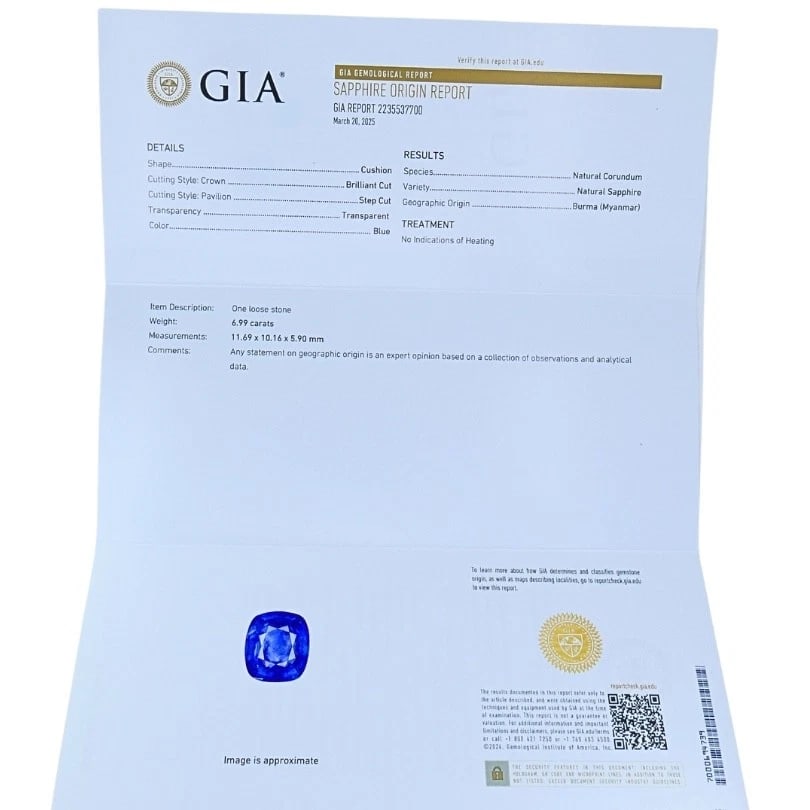 Burma Natural Sapphire 18K Gold Ring GIA Report - 13