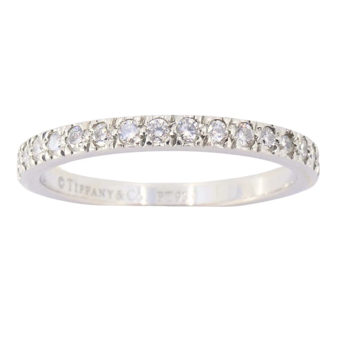 Vintage Tiffany & Co. Diamond Band Platinum Size 5.5 (51) - 3